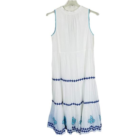 Tommy Bahama Shell Beach Tiered Maxi Dress Size M White Gauze Pockets Boho NEW - Picture 2 of 11